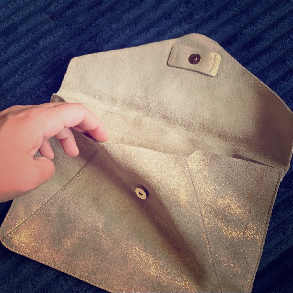 Gold leather pouch / clutch by Gap